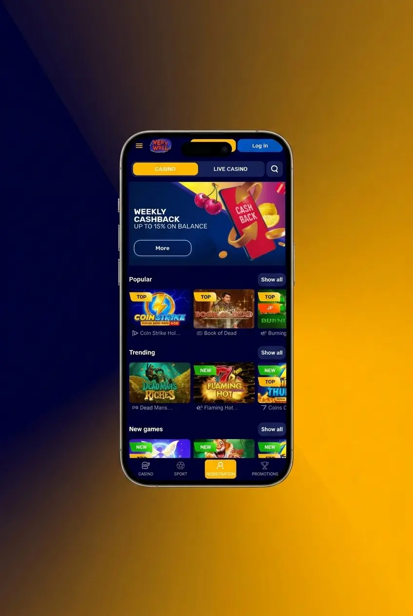 VeryWell Casino sign up process step-by-step guide for UK players showing registration form and account creation steps