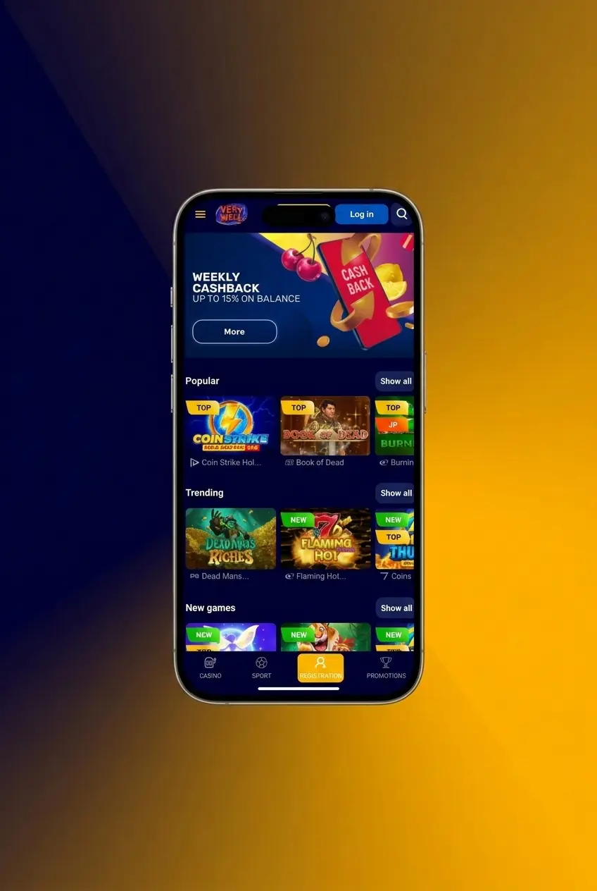 VeryWell Casino sign up instructions guide for UK players showing step-by-step account registration process
